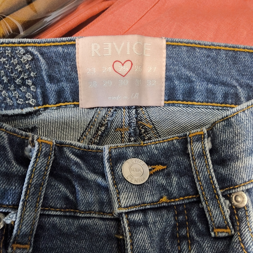 Revice Denim Star Patchwork Flare Jeans High Rise Two Tone Festival Y2K USA 25 - Picture 10 of 12